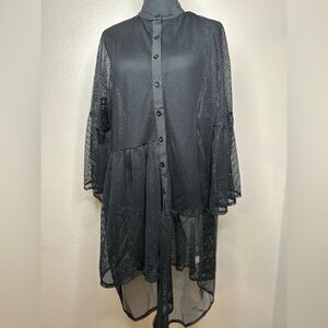 NEW Women's Black Sheer Button-Up Dress